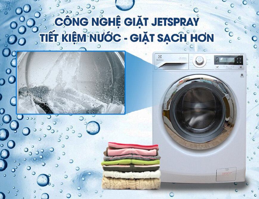 Công nghệ Jetspray giúp giặt sạch hơn và tiết kiệm lượng nước