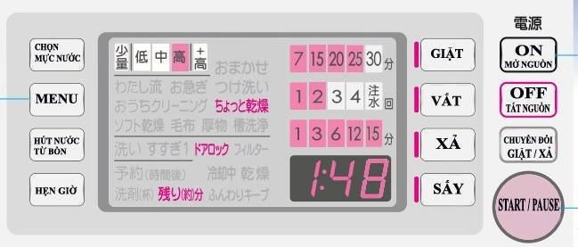 bảng điều khiển máy giặt nội địa nhật