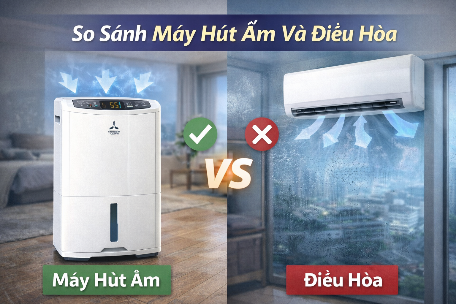 So sánh máy hút ẩm và điều hòa