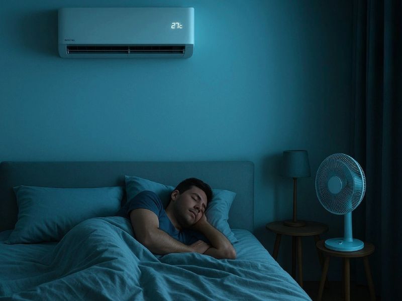 Bật điều hòa khi ngủ 